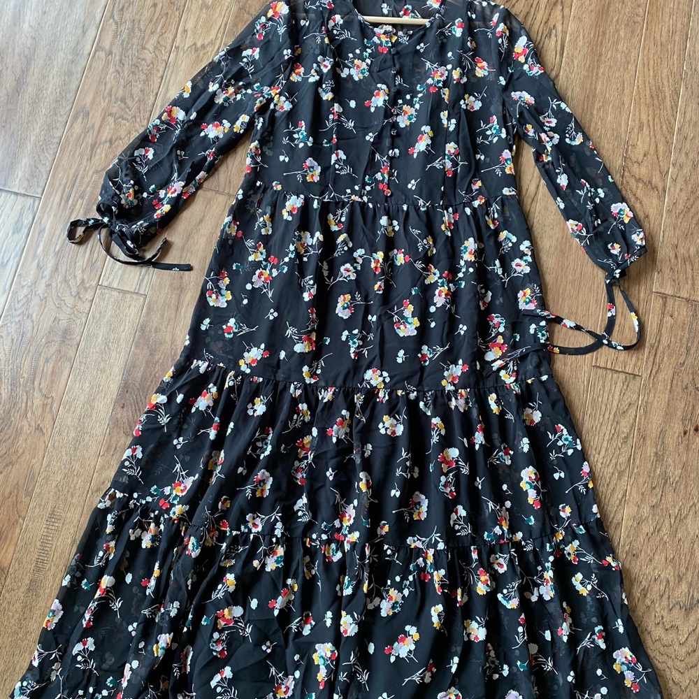 Madewell Floral tie sleeve maxi dress
